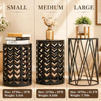 Y&M Outdoor Side Tables Set of 3, Round Heavy Duty Metal Nesting End Tables, Stacking Patio Accent Tables for Outside, Balcony, Garden, Porch, Indoor & Outdoor, Black with Bronze