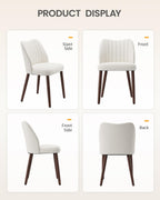 Upholstered Dining Chairs Set of 4, Farmhouse Fabric Kitchen Chairs with Solid Wood Legs, Modern Dining Room Chairs for Restaurant & Cafe, Beige