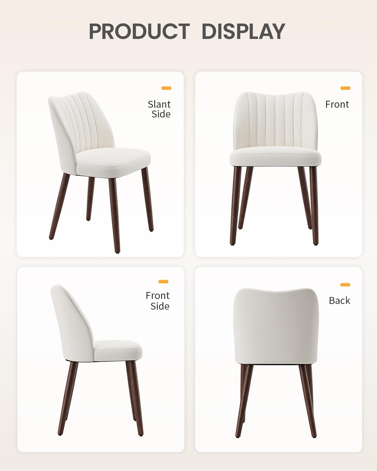 Upholstered Dining Chairs Set of 4, Farmhouse Fabric Kitchen Chairs with Solid Wood Legs, Modern Dining Room Chairs for Restaurant & Cafe, Beige