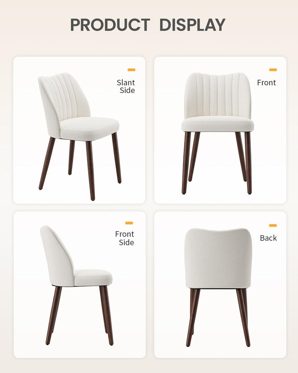 Upholstered Dining Chairs Set of 4, Farmhouse Fabric Kitchen Chairs with Solid Wood Legs, Modern Dining Room Chairs for Restaurant & Cafe, Beige