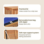 vidaXL Solid Teak Wood Patio Storage Box - Rustic Design, Ample Storage Space, Water-Resistant Lining, Easy Assembly - Ideal for Indoor and Outdoor Use - Brown