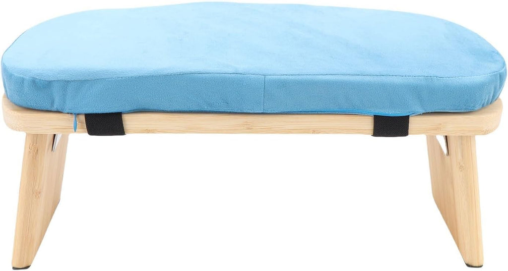 Meditation Bench, Wooden Yoga Stool, Ergonomic Kneeling Chair with Soft Cushion & Carry Bag, Ideal for Home Meditation (Blue)