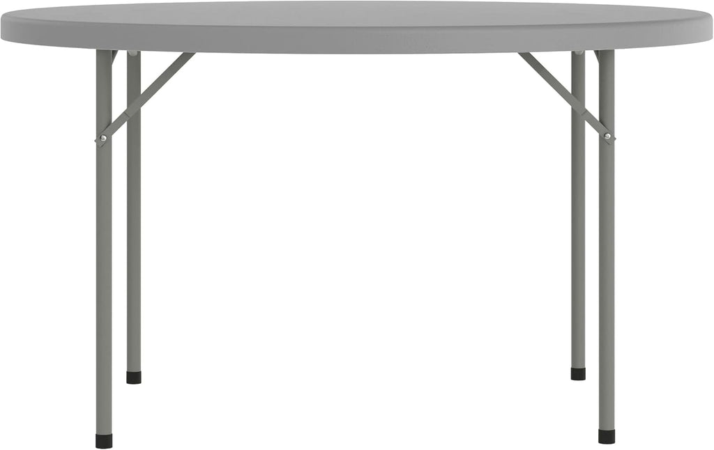 Flash Furniture Kathryn 4' Round Plastic Folding Event Table for Parties and Trade Shows, Portable Indoor/Outdoor Event Banquet Table, Granite Dark Gray