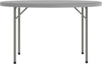 Flash Furniture Kathryn 4' Round Plastic Folding Event Table for Parties and Trade Shows, Portable Indoor/Outdoor Event Banquet Table, Granite Dark Gray