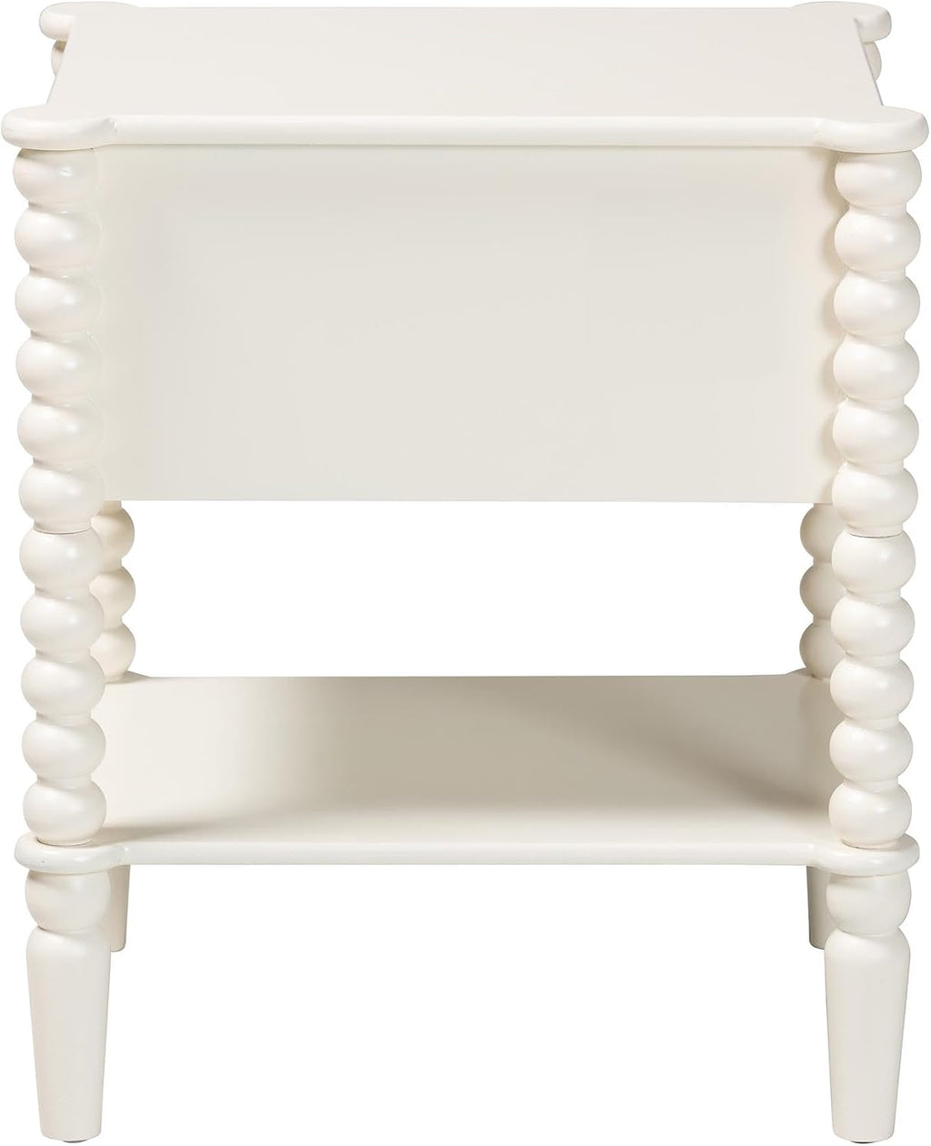 Baxton Studio Rimona End Table with Bobbin Legs - 1-Drawer Accent Table with Spindle Turned Legs and Open Shelf, Cottage Farmhouse Style Side Table for Living Room