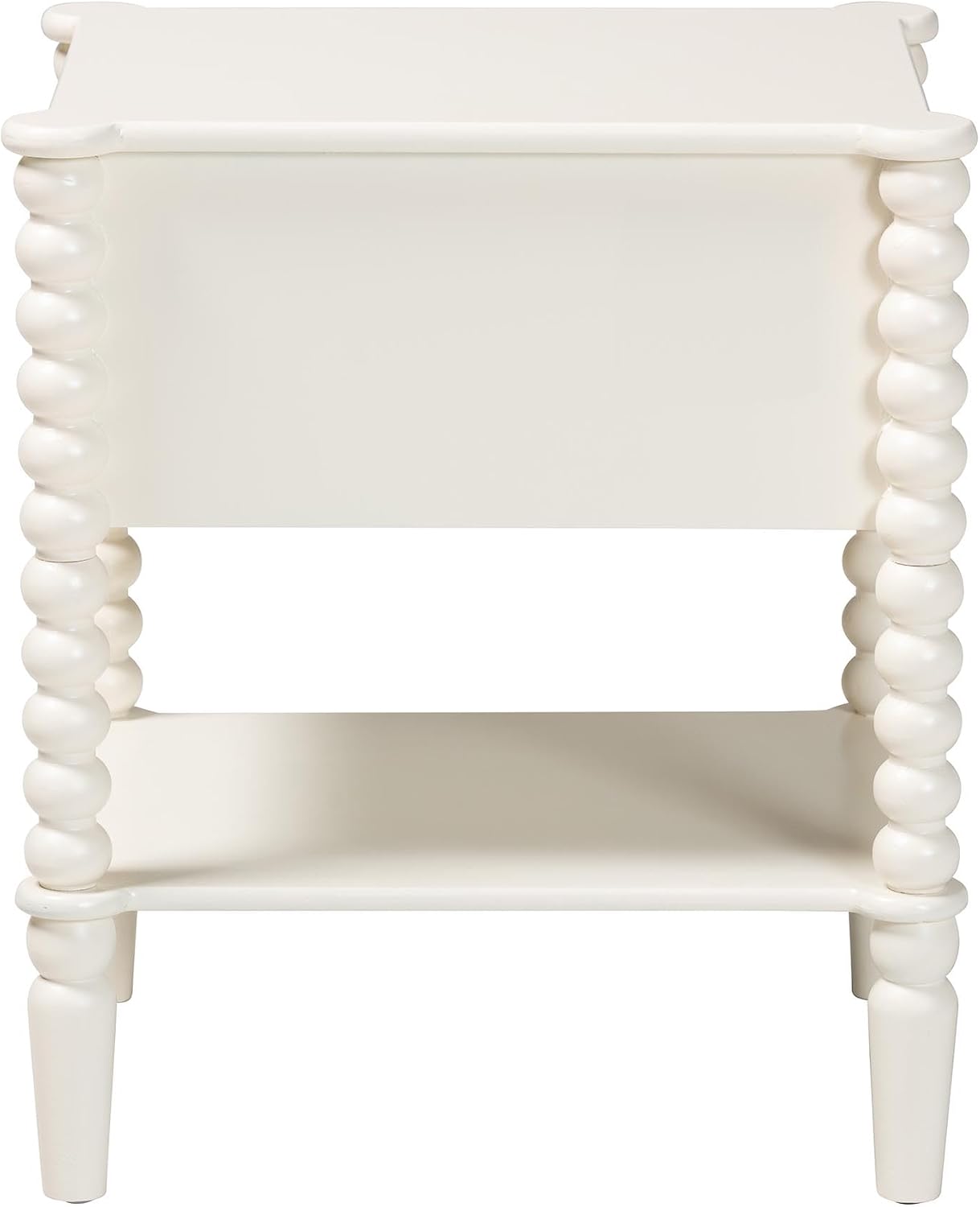 Baxton Studio Rimona End Table with Bobbin Legs - 1-Drawer Accent Table with Spindle Turned Legs and Open Shelf, Cottage Farmhouse Style Side Table for Living Room