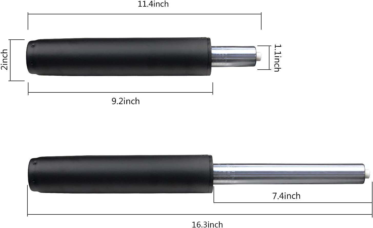 ACOMPATIBLE Replacement Universal Office Chairs Gas Lift Cylinder - 11.4 to 16.3 inch Adjusts (Black)