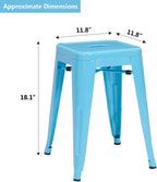 DUHOME 18 Inches Metal Stools Backless Stackable Stools for Bistro, Indoor-Outdoor, Kitchen, Bistro, Patio, Cafe and Restaurants Set of 4, Blue