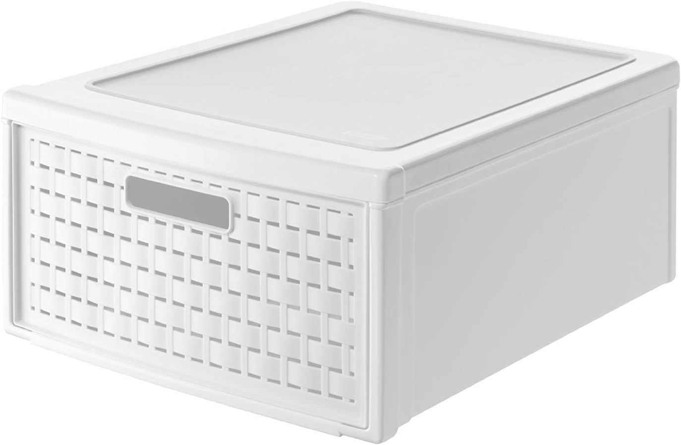 Rotho, Country, Drawer box 19.2 l in rattan-look, Plastic (PP) BPA-free, white, groß/19,2l (45,0 x 34,0 x 20,0 cm)