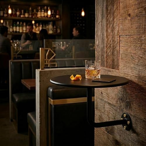 Wall Mounted Bar Table,12-20in Small Round Table, Modern Round Wall Desk, Floating Desk, Floating Side Table,Iron Floating Coffee Table for Small Spaces Bar/Bistro/Kitchen/Office(Red,19.7 in)