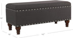 HomePop Upholstered Storage Bench with Nailhead Trim – Charcoal