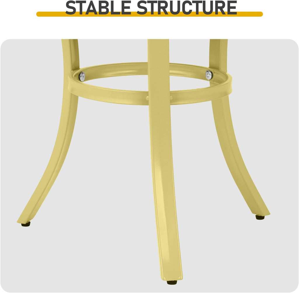 Outdoor Round Side Table, Small Metal Table Patio End Table Coffee Bistro Table for Indoor Outdoor (Light Yellow)