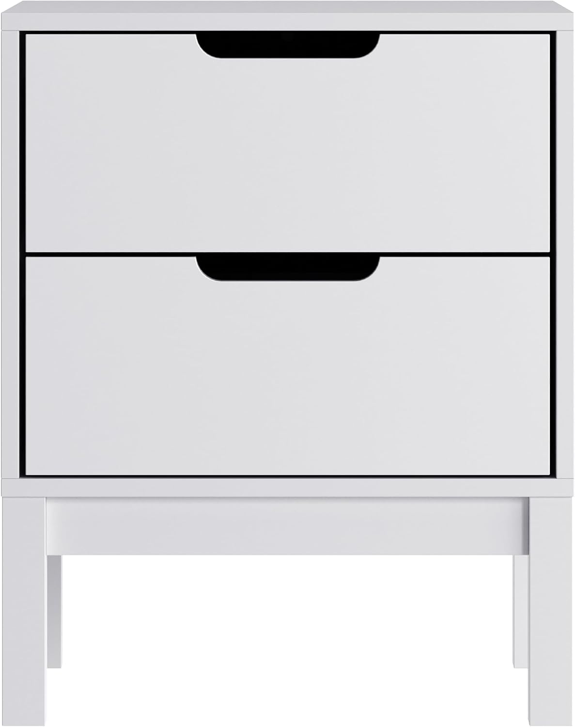 Flash Furniture Dallas Wood Nightstand Side Table, Kids Bedroom End Table with 2 Storage Drawers, Cutout Handles, Smooth Ball Bearing Slides, White
