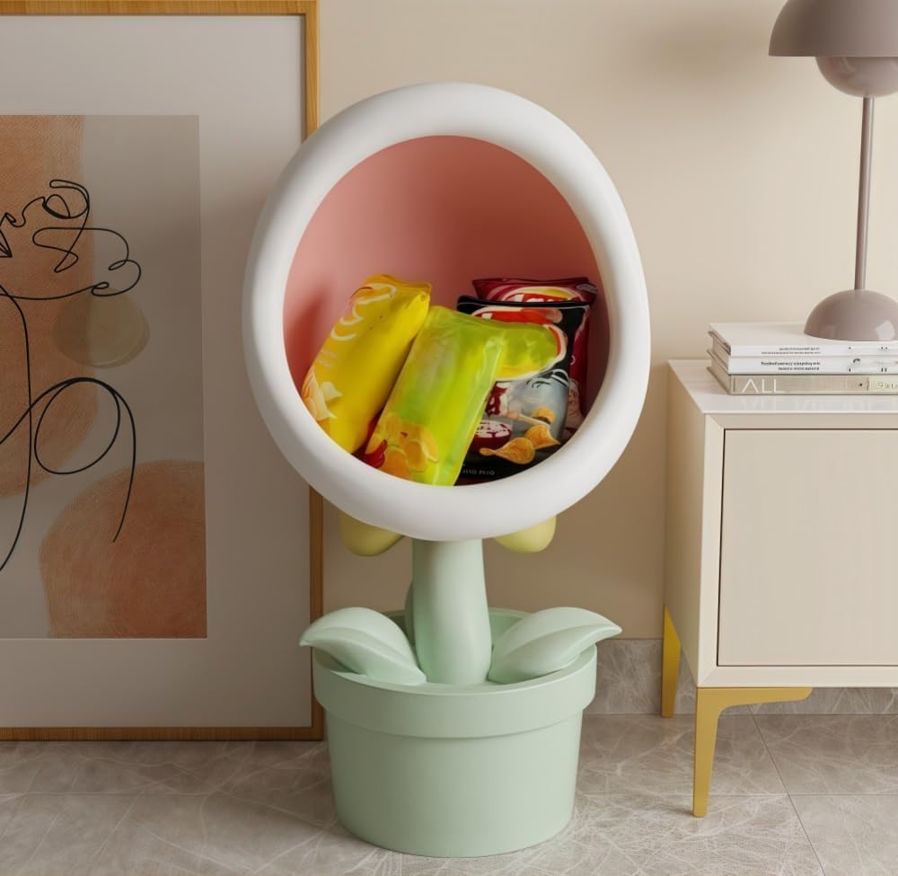 Modern Creative Side Table, Cute Snack Rack, Big-Mouthed Flower Decoration, Flower-Shaped Ornaments for Living Room, Entrance