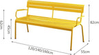 Garden Outdoor Terrace Bench, Aluminum Alloy, with Backrest, Suitable for Balconies, Gardens, Decks, Backyards Seat(Yellow,160x55x82CM)