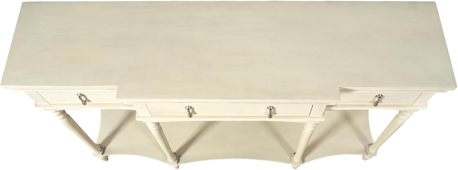 Christopher Knight Home Cally Wood Console Table with Drawers & Bottom Shelf, Narrow Entryway Table with Turned Roman Legs, Traditional Rectangular Wall Table for Living Room Study Hallway, White