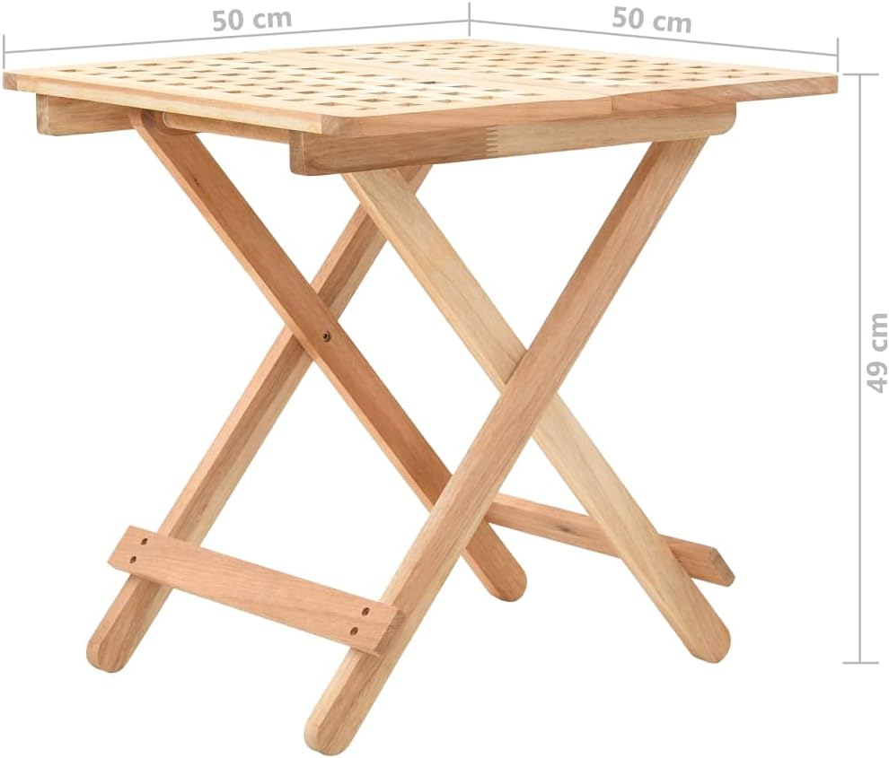 Solid Walnut Wood Foldable Side Table with Elegant Lattice Design, Compact Collapsible Accent Table for Living Room, Bedroom, Balcony, Sturdy and Portable