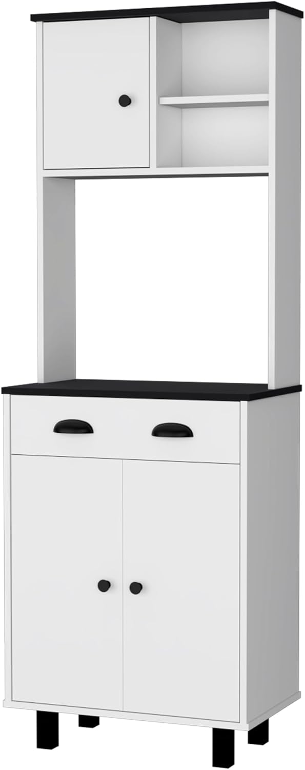 White and Wengue 1-Drawer Kitchen Pantry,Buffet Kitchen Sideboard,for Kitchen,Dining Room,13.7 * 23.6 * 66.5