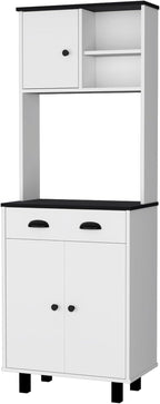 White and Wengue 1-Drawer Kitchen Pantry,Buffet Kitchen Sideboard,for Kitchen,Dining Room,13.7 * 23.6 * 66.5