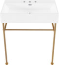 Claire 30" Console Sink White Basin Brushed Gold Legs with 8" Widespread Holes