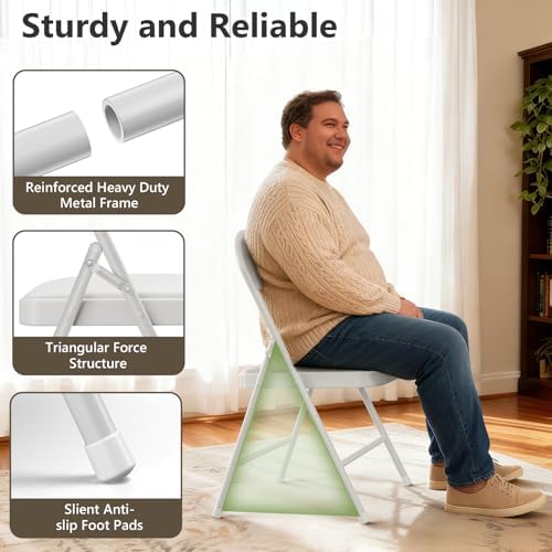 16 Pack Folding Chairs, PU Leather Folding Dining Chairs with Padded Cushion Seat & Back, Indoor Outdoor Folding Chair Set for Home Office, Parties, Events, Wedding, Extra Guest Seating
