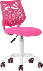COZYCASA Task Chair for Teens Boys Girls 360 Slip Wheels Breathable Fabric Soft Pad Swivel Seat Ergonomics Backrest, Height Adjustable Liftup 29.5"-34.3" (Pink)