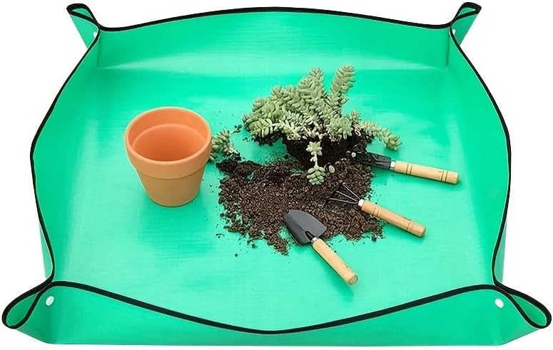 PE Plant Regeneration Mat Waterproof Portable Transplanting Mat with Snap Corners for Indoor Succulent Potting, Garden Use, 50 * 50cm