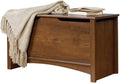 Pemberly Row Farmhouse Engineered Wood Storage Chest, Oiled Oak Finish, 35.25"W x 15.5"D x 18.88"H, Large Hidden Storage Area, Safety Lid Stay, Ventilated Design, Versatile Blanket Chest for Any Room