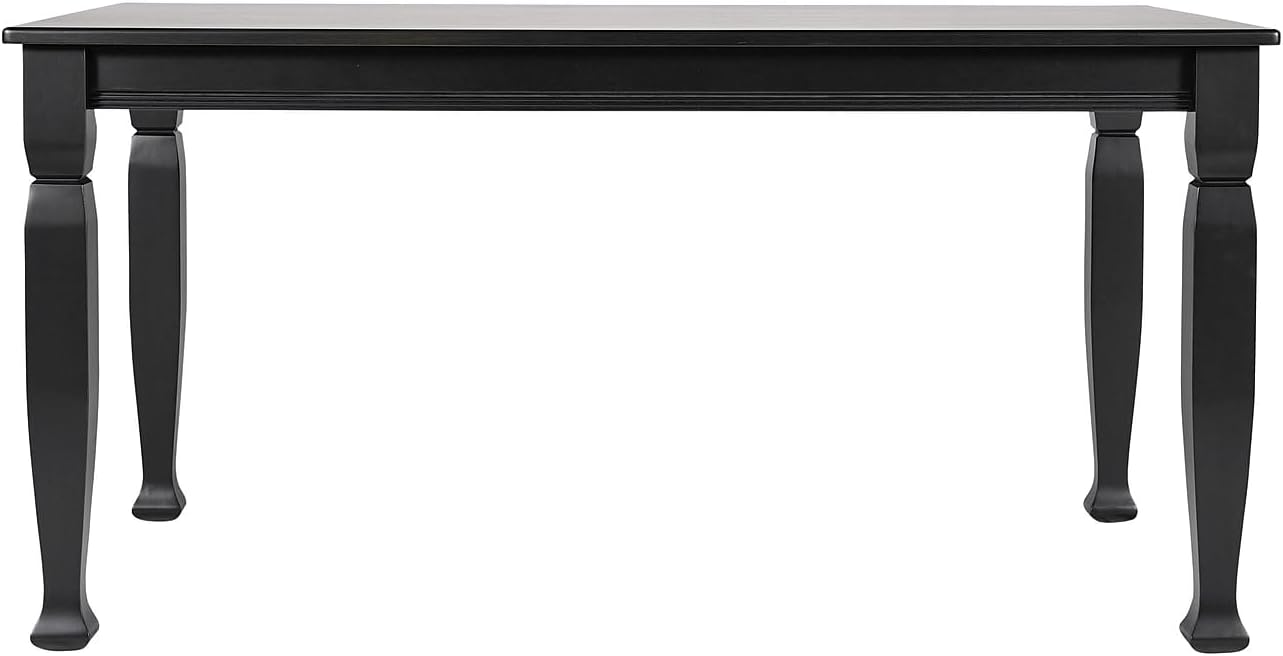 Flash Furniture Grace 60" Solid Wood Dining Table, Commercial Grade Heavy Duty Wood Table, Decorative Turned Legs, Water Resistant Finish, Seating for 6, Black