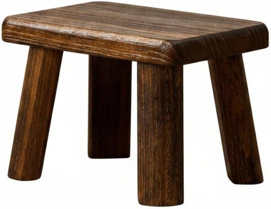Wooden Square Stool Smooth Finished Wooden Footstool Easy to Wipeable Stool for Kids, Tall Solid Wood Stool