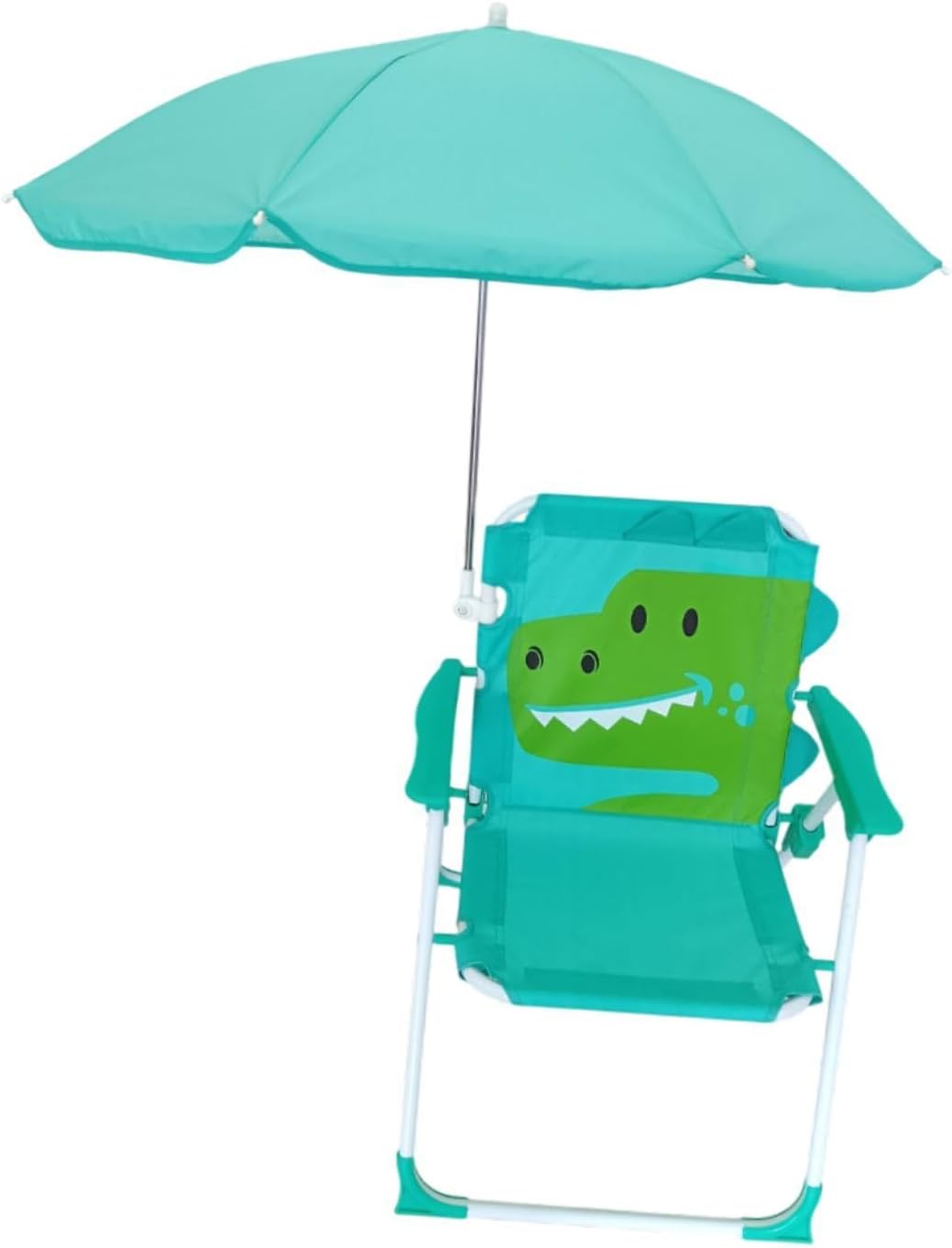 Child Beach Chair Portable Foldable Seat with Sun Protection Umbrella Oxford Cloth Steel Pipe Suitable for Children Fishing Courtyard, Green