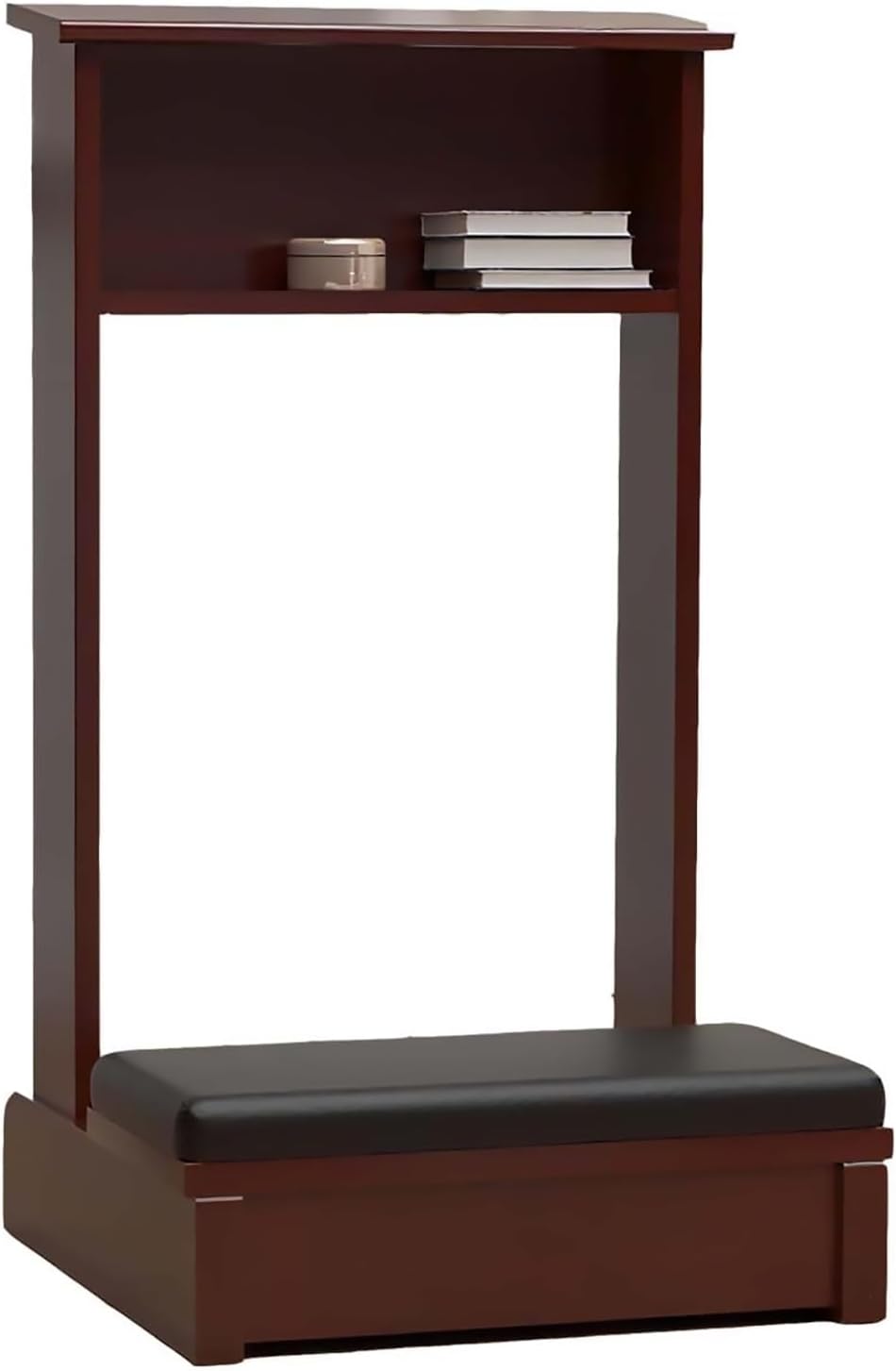 Solid Wood Prayer Bench with Cushion and Shelf, Prayer Kneeler Stool for Home and Church, Meditation Bench 19.6x16.9x31.5in with Storage Table