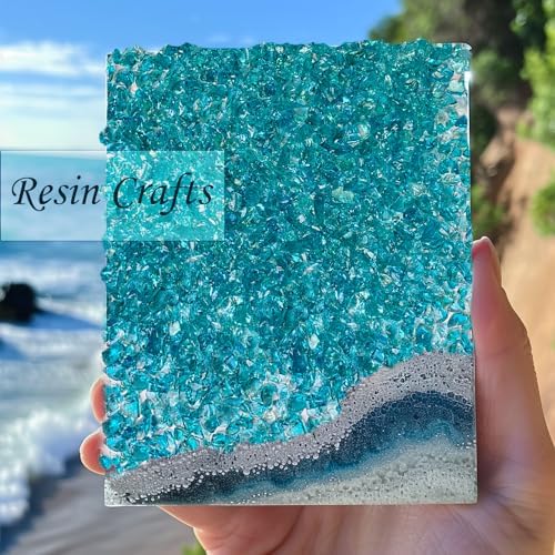 HappyFiller 1.3 LB Teal(Turquoise) Crushed Sand Broken Fire Glass Pieces Crush Terrarium Rocks Stones,Resin Arts Crafts,Vase Fillers,Candle Holder Fish Tank Decor,3-7mm,Never Fade Color