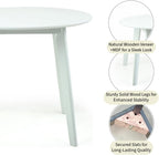 Set of 5 Dining Kitchen Round Table and 4 Yumiko Side Chairs Solid Wood w/Padded Seat, White Color