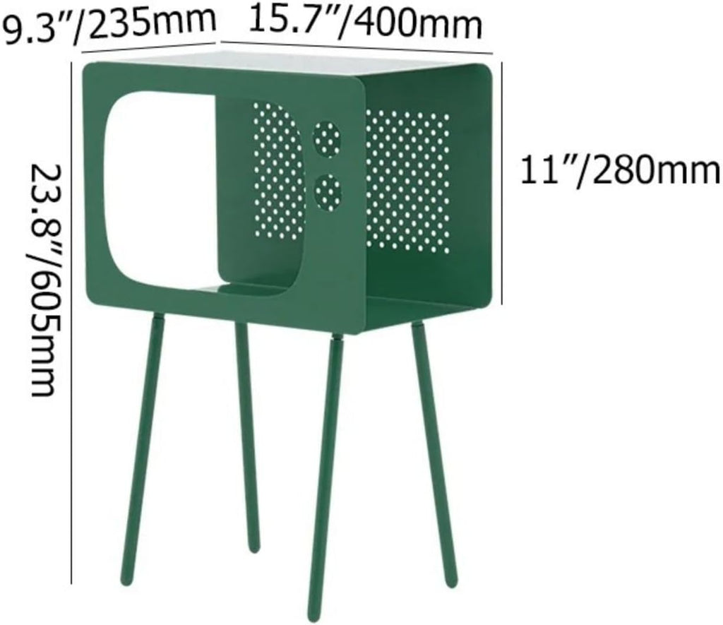 homary Modern End Table TV Shape Side Table, Metal Hollow Accent Table in Fresh Green, Narrow Sofa Table for Living Room Bedroom Apartment Decor (Green)