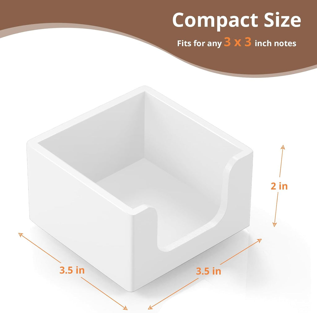 Sticky Note Holder, Sticky Note Dispenser for Office Desk Accessories, Self Stick Note Pad Holder, Memo Pad Holder Dispenser Organizer for School Office Desk Supplies, White