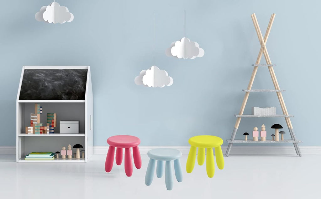 Children'S Footstools, Kindergarten Learning Stools,Children's Dresser Stool, Plastic Light Footstools Are Durable and Movable (Blue)