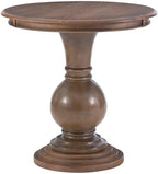 BOWERY HILL Set of 2 Round Wood Accent Pedestal Base Tables in Rustic Natural