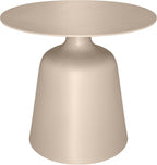 Outdoor Round Side Table, Mid Century Modern Style, Weather Resistant Rust Resistant Aluminum Base, Ideal for Garden, Pool, Patio, Balcony, Living Room, 19.5" x 18.3",Champagne