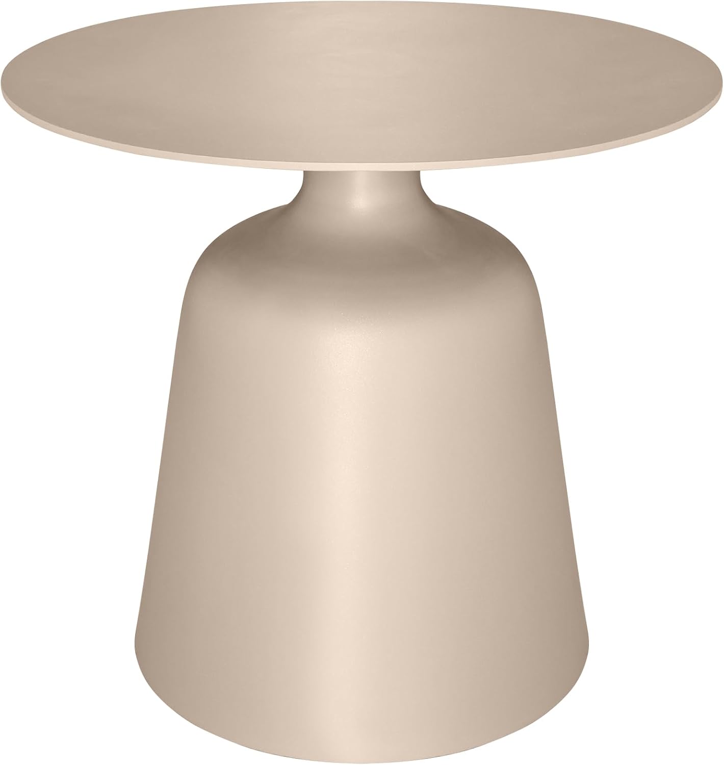 Outdoor Round Side Table, Mid Century Modern Style, Weather Resistant Rust Resistant Aluminum Base, Ideal for Garden, Pool, Patio, Balcony, Living Room, 19.5" x 18.3",Champagne