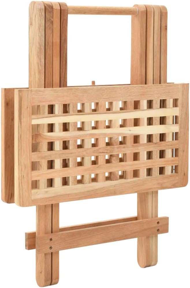 Foldable Side Table Solid Walnut Wood Compact Collapsible Lattice Design 4 Legs Sturdy Table Foldable Side for Living Room Indoor Use