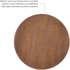 BOWERY HILL Set of 2 Round Wood Accent Pedestal Base Tables in Rustic Natural