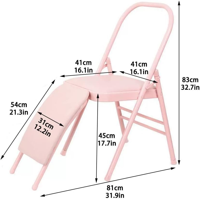 Folding Yoga Stretch Chair, Exercise Chair with Lumbar Back Support, Chair Yoga, Yoga Props, Inversion Chair, Ideal Foldable Yoga Chair for Home Practice(Gray)
