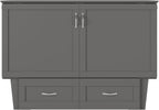 AFI, Monroe Full Murphy Bed Chest with 6" Mattress, Storage Drawer & Built-in USB Charger, Grey
