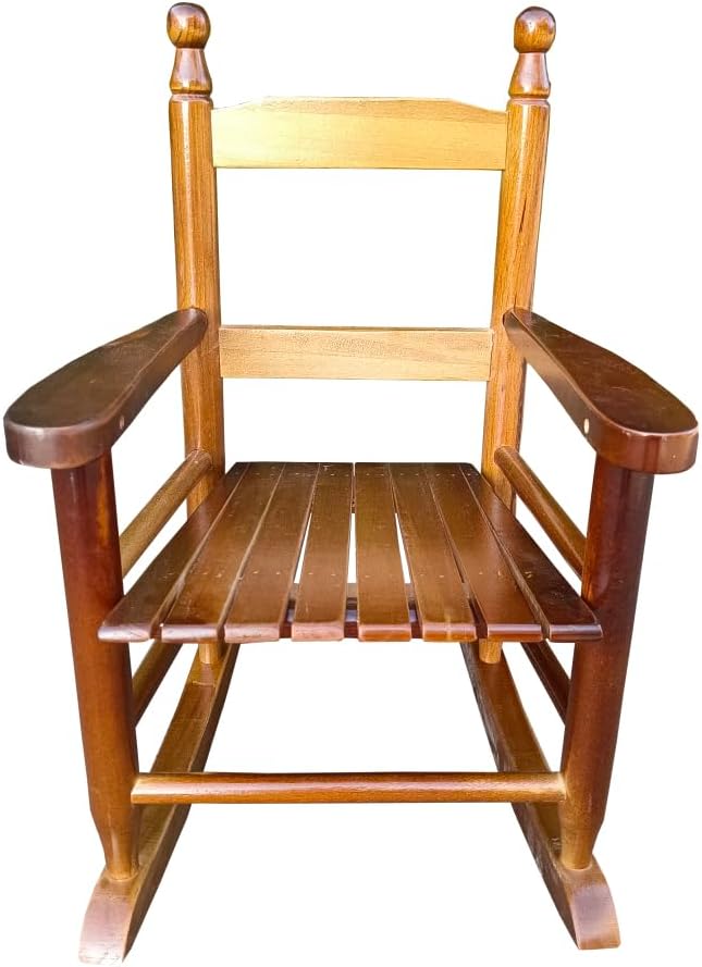 Kids Rocking Chair, Wooden Children Rocker Seat Oak Finish Indoor Outdoor Toddler Furniture for Nursery Bedroom and Garden Play Space