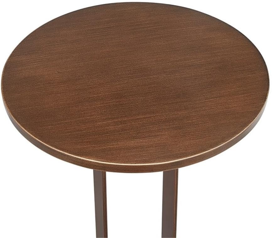 Pemberly Row Contemporary Round Accent Table, Antique Bronze Metal Finish, 15.75" Diameter x 22.5" H, Open Oval Pedestal Design, Compact Durable Side Table for Living Room or Bedroom Decor