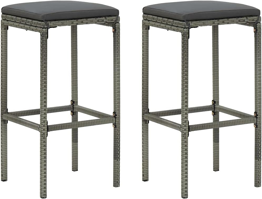 vidaXL 2/3/4/6x Bar Stool with Cushions Poly Rattan Counter Seat Multi Colors