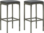 vidaXL 2/3/4/6x Bar Stool with Cushions Poly Rattan Counter Seat Multi Colors
