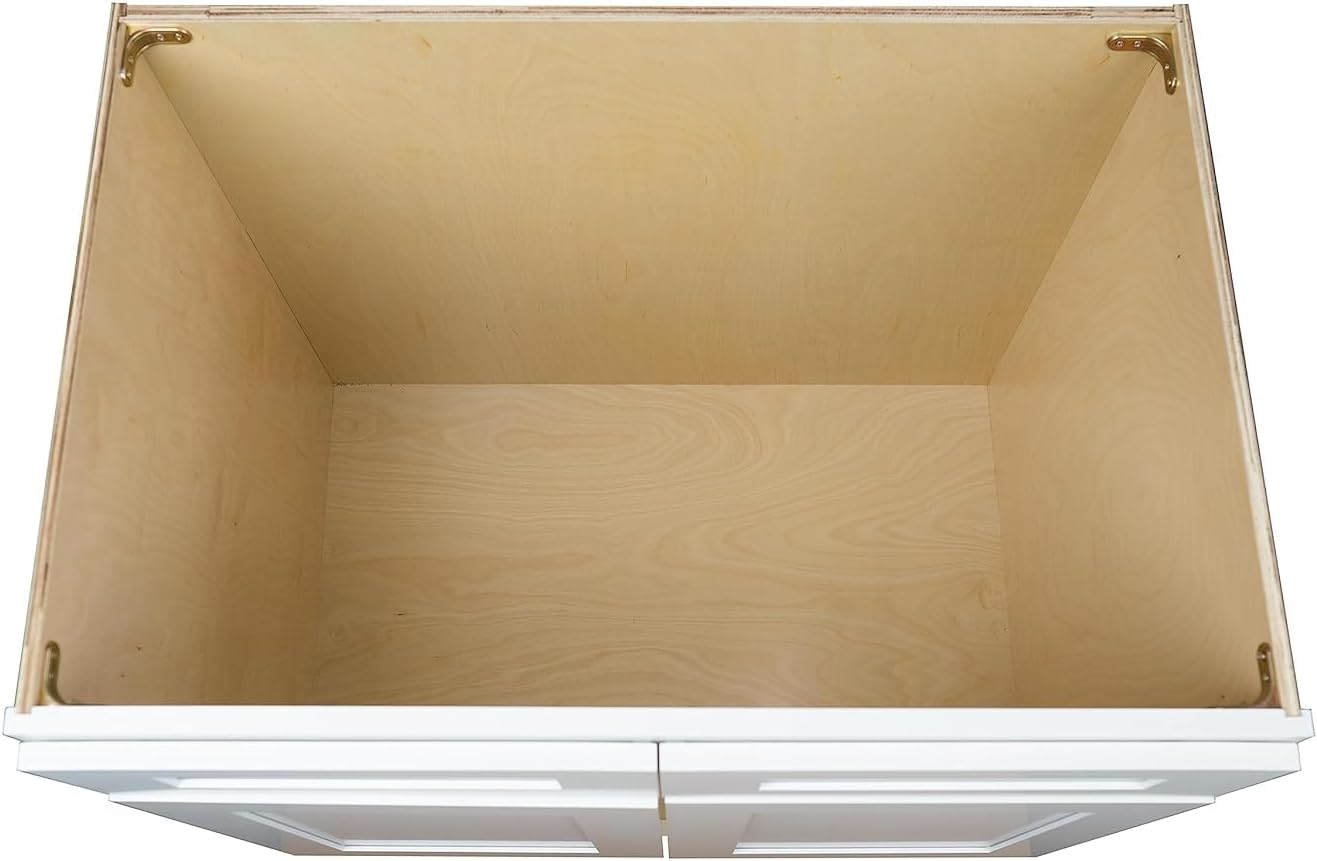 Hollywood Fabiani Design Sink Base Kitchen Cabinet 30 in. W x 24 in. D x 34-1/2 in. H, Shaker White - Solid Wood Frame, 1/2-Inch Cabinet-Grade Plywood Box, Soft-Close Doors, Ready to Assemble