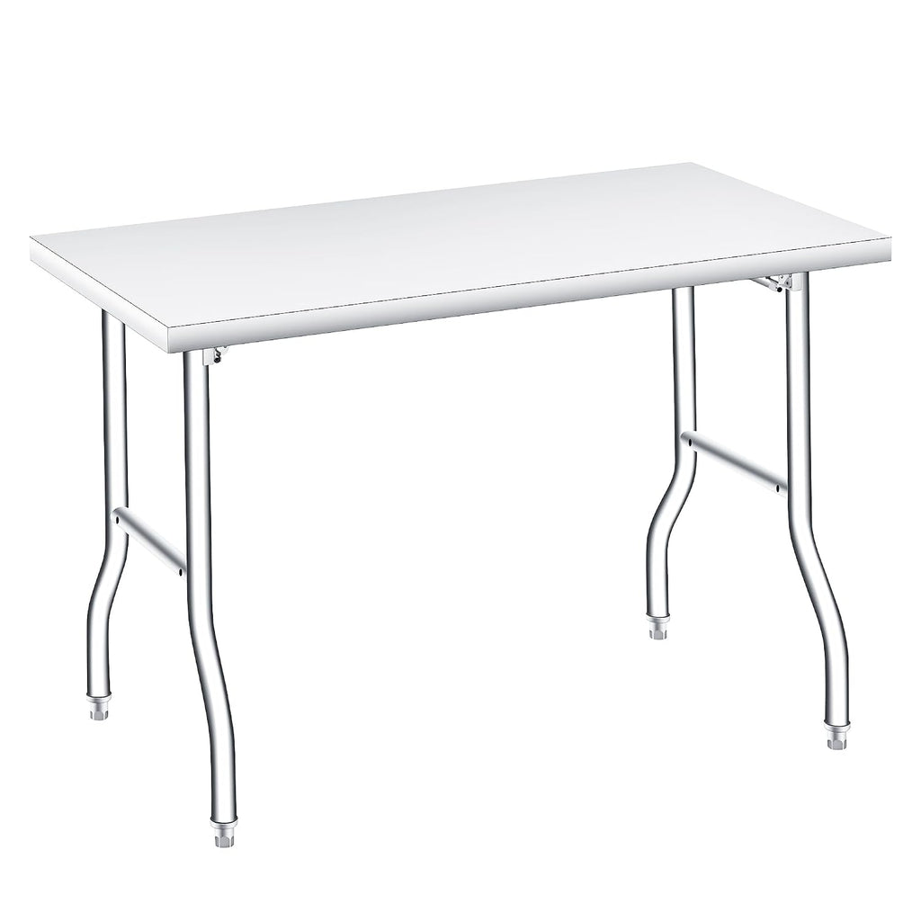 Garvee Folding Stainless Steel Table, 48x24 in, 400 LB Capacity, Heavy Duty Metal Foldable Prep/Work Table, No Assembly, Portable Workbench for Kitchen Laundry Restaurant Camping Garage